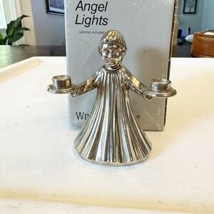 En. A. Rogers Angel Choir Girl Mini Candle Holder Silver Plated Italy Vintage